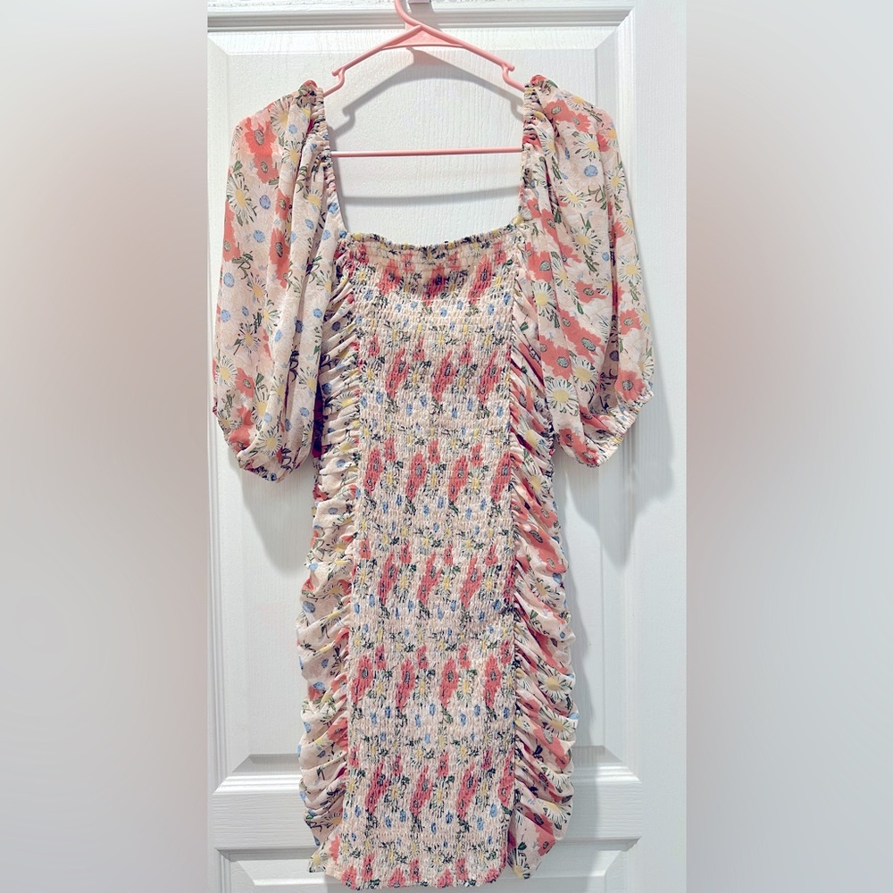 Lucy Paris Puff Sleeve Venetian Drape Ruched Flor… - image 6